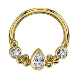 "Inside Out Eden Pear" Hinge Ring In Gold With DIAMONDS