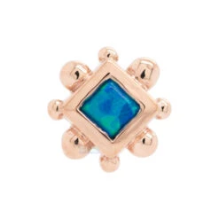 Princess Bezel With 8 Beads Nostril Screw In Gold With Dark Blue Opal -Starfire – Body Jewelry 40367 BodyVision BVLAPrincessBezelwith8BeadsNostrilScrewinGoldwithDarkBlueOpalSingleRoseGold2