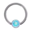 Gold Captive Bead Ring (CBR) With Bezel-set Faceted Water Opal Captive Bead -Starfire – Body Jewelry 40374 BVLABodyVisionGoldCaptiveBeadRingCBRwithBezel setFacetedWaterOpalCaptiveBeadSingle4mmWhiteGold1