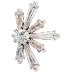 "Half Mininova" & "Half Supernova" Threaded End In Gold With White CZ's -Starfire – Body Jewelry 40376 BodyVision BVLAHalfSupernovaThreadedEndinGoldwithWhiteCZ sSingleWhiteGold14mm2