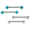 Threadless: Princess-Cut Brilliant-Cut Gems Side-Set Nipple Barbells In Prong's - 5/8" - Pair