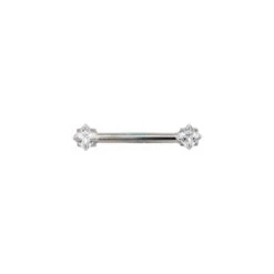 Threadless: Princess-Cut Brilliant-Cut Gems Side-Set Nipple Barbell In Prong's - 1/2" - Single -Starfire – Body Jewelry 40430 AnatometalPrincess CutBrilliant CutGemSide SetNippleBarbellSingleCZ1