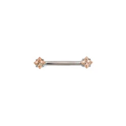 Threadless: Princess-Cut Brilliant-Cut Gems Side-Set Nipple Barbell In Prong's - 1/2" - Single -Starfire – Body Jewelry 40430 AnatometalPrincess CutBrilliant CutGemSide SetNippleBarbellSingleFC1