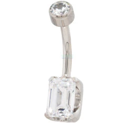Emerald-Cut Brilliant-Cut Gem Navel Curve -Starfire – Body Jewelry 40436 AnatometalEmerald CutBrilliantNavelCurveSingleCZ11