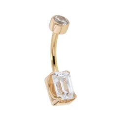 Emerald-Cut Brilliant-Cut Gem Navel Curve In Gold