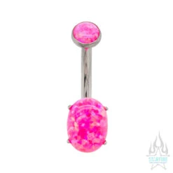 Oval-Cut Opal Cabochon Navel Curve -Starfire – Body Jewelry 40438 Anatometal Oval Cut Opal Navel Curve Single OP55 1