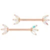 Triple Marquise Fan Forward Facing Nipple Barbells In Gold With Mercury Mist Topaz'