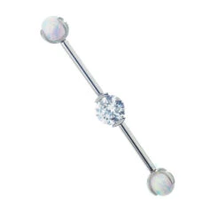 Round Faceted Gem Industrial Barbell With Opal Balls In Prong's -Starfire – Body Jewelry 40454 IndustrialStrengthRoundCZGemmedIndustrialBarbellwithOpalBallProngs 11.4WCZwithWH1 03bbb569 fd39 45d3 9bc9 e729820f5186