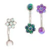 Opal Flower & Opal Ball In Prong's Curved Barbell -Starfire – Body Jewelry 40459 IndustrialStrengthISOpalFlower OpalBallinProng sCurvedBarbellAsstGroup1