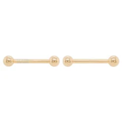 Basic Gold Nipple Barbells -Starfire – Body Jewelry 40467 BodyVision BVLABasicGoldNippleBarbellsSingle14ga1.2YellowGold2