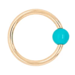 Captive Bead Ring (CBR) In Gold With Turquoise Captive Bead