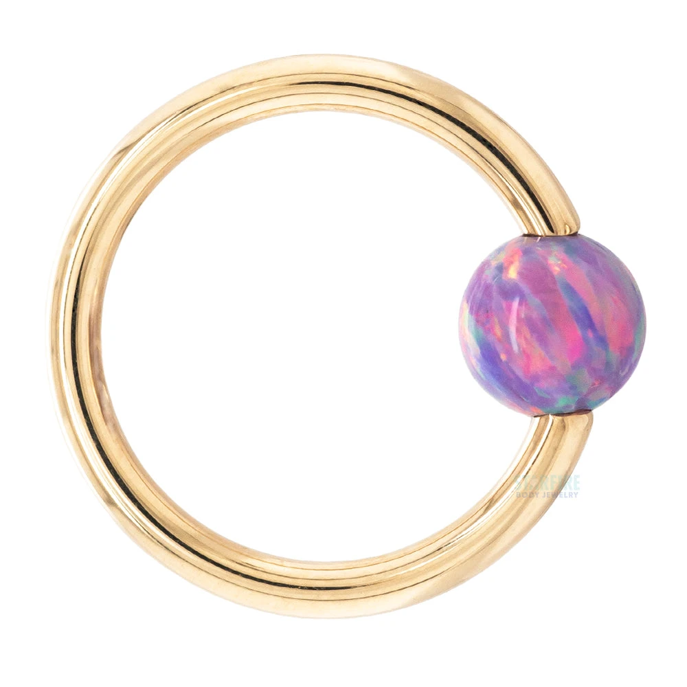 Captive Bead Ring (CBR) In Gold With Lavender Opal Captive Bead - Image 5