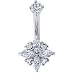 "Pleades" Navel J Curve In Gold With DIAMONDS