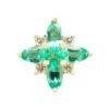 "Mini Pleades" Threaded End In Gold With Emerald & Diamonds