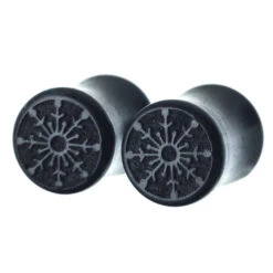 Round Flake Snowflake Wood Plugs -Starfire – Body Jewelry 40502 OmericaOrganicSnowflakeRoundFlakeWoodPlugsSingleGaboonEbony0ga2