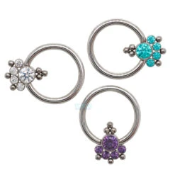 6HC-6 'Haute Couture' Faceted Gem Captive Bead Ring (CBR)