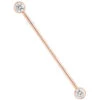 Forward Facing Industrial Barbell In Gold With White CZ's -Starfire – Body Jewelry 40514 BodyVision BVLAForwardFacingIndustrialBarbellinGoldwithWhiteCZSingleRoseGold13.84mm2