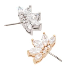 Threadless: "Valentina" Forward Facing End In Gold With CZ's