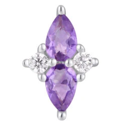 Threadless: "Ethereal" End In Gold With Amethyst & CZ's -Starfire – Body Jewelry 40568 BuddhaJewelryOrganicsthreadlessEtherealEndinGoldwithAmethyst CZ sSingleWhiteGoldVENDORPHOTO