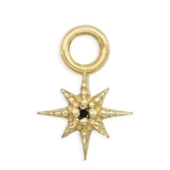 "Lustre" Charm In Gold With Gemstone -Starfire – Body Jewelry 40577 Tawapa Lustre Charm in Gold YG Black Diamond VENDOR PHOTO