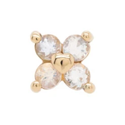 Threadless: "Corazon" End In Gold With CZ -Starfire – Body Jewelry 40593 BuddhaJewelryOrganicsthreadlessCorazonEndinGoldwithGemstonesSingleRainbowMoonstone2