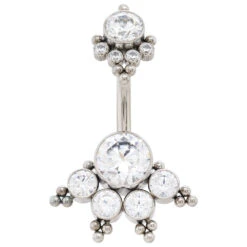 6HN 'Haute Couture' Faceted Gem Navel Curve -Starfire – Body Jewelry 40639 Leroi6HNHauteCoutureFacetedGemNavelCurveSingleA WhiteCZ2