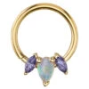 "Alana" Seam Ring In Gold With Tanzanite & Genuine White Opal