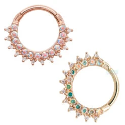 "Gem Kolo" Hinge Ring In Gold With Mercury Mist Topaz' & White CZ's