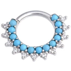 "Gem Kolo" Hinge Ring In Gold With Turquoise & White Diamonds