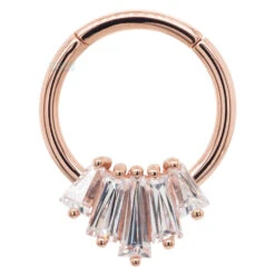 "Oceane 5" Hinge Ring In Gold With White CZ's