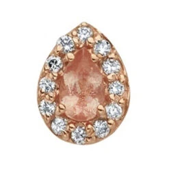 "Altura Pear" Threaded End In Gold With Oregon Sunstone & DIAMONDS -Starfire – Body Jewelry 40657 1