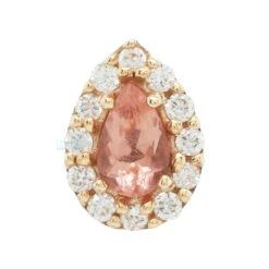 "Altura Pear" Threaded End In Gold With Oregon Sunstone & DIAMONDS -Starfire – Body Jewelry 40657BodyVisionBVLAAlturaPearThreadedEndinGoldwithOregonSunstoneandDIAMONDSYG2
