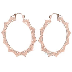 Lotus Hoop Earrings -Starfire – Body Jewelry 40686 TawapaLotusHoopEarringsSingleRoseGold1
