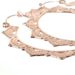 Lotus Hoop Earrings -Starfire – Body Jewelry 40686 TawapaLotusHoopEarringsSingleRoseGold3