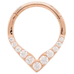 "Rise & Shine" Hinge Ring / Clicker In Gold With CZ's