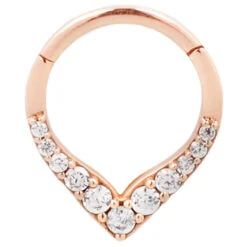 "Rise & Shine" Hinge Ring / Clicker In Gold With CZ's -Starfire – Body Jewelry 40706 BuddhaJewelryOrganicsRiseandShineHingeRingClickerinGoldwithCZ sSingleRoseGold1VENDORPHOTO