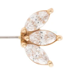 Threadless: "Moet" Forward Facing End In Gold With CZ's