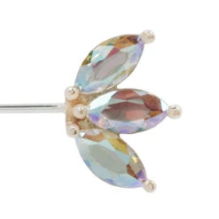 Threadless: "Moet" Forward Facing End In Gold With Mercury Mist Topaz' -Starfire – Body Jewelry 40711 BuddhaJewleryOrganicsthreadlessMoetForwardFacingEndinGoldwithMercuryMistTopazSingleRoseGold1VENDORPHOTO