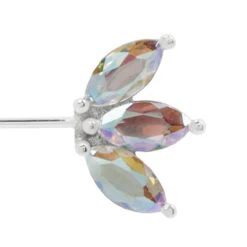 Threadless: "Moet" Forward Facing End In Gold With Mercury Mist Topaz' -Starfire – Body Jewelry 40711 BuddhaJewleryOrganicsthreadlessMoetForwardFacingEndinGoldwithMercuryMistTopazSingleWhiteGold1VENDORPHOTO