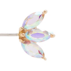 Threadless: "Moet" Forward Facing End In Gold With Mercury Mist Topaz'