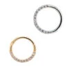 "Dia" Hinge Ring / Clicker In Gold With CZ's -Starfire – Body Jewelry 40712 BuddhaJewelryOrganicsDiaHingeRingClickerinGoldwithCZsAsstGroup1