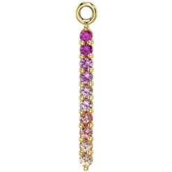 Linear Ten Prong Charm In Gold With Pink Gradient Genuine Gemstones