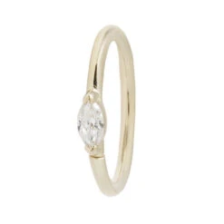 "Zuri" Seam Ring In Gold With CZ -Starfire – Body Jewelry 40741 BuddhaJewelryOrganicsZuriSeamlessRinginGoldwithCZSingleYellowGold3VENDORPHOTO