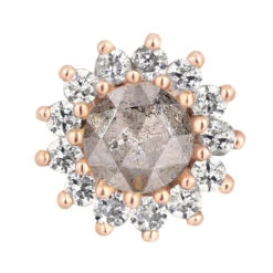 Threadless: "Delphine" End In Gold With Grey Diamond & White Sapphires -Starfire – Body Jewelry 40744 BuddhaJewelryOrganicsthreadlessDelphineEndinGoldwithGreyDiamond WhiteSapphireSingleRoseGoldVENDORPHOTO 81171b9e 70b5 4442 8a29 26de59d6c35c