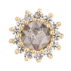 Threadless: "Delphine" End In Gold With Grey Diamond & White Sapphires -Starfire – Body Jewelry 40744 BuddhaJewelryOrganicsthreadlessDelphineEndinGoldwithGreyDiamond WhiteSapphireSingleYellowGoldVENDORPHOTO 53f4b8ac dfde 422d a887 b3c4303ecbd7