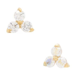 1.5mm "Trio" Threaded End In Yellow Gold With Brilliant-Cut Gems