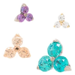 2mm "Trio" Threaded End In Yellow Gold With Brilliant-Cut Gems -Starfire – Body Jewelry 40776 AnatometalTrioThreadedEndinGoldwithBrilliant CutGemsFamilyAsstGroup 4816f3c2 af92 49e1 b94b 246a61ded52d