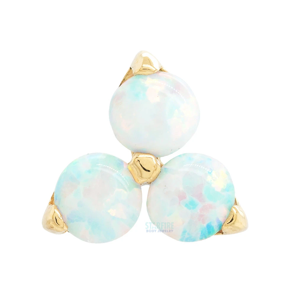 Threadless: 3mm "Trio" In Gold With Opal End - Image 2