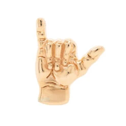 Hang 10 "Shaka" Threaded End In Gold -Starfire – Body Jewelry 40805 BodyGemsHang10ShakainGoldonflatbackSingleYellowGold2