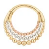 "Fame Trio" Hinge Ring / Clicker In Gold -Starfire – Body Jewelry 40825 BuddhaJewelryOrganics40825FameTrioHingeRingClickerinGoldSingleYellowWhite RoseGoldVENDORPHOTO